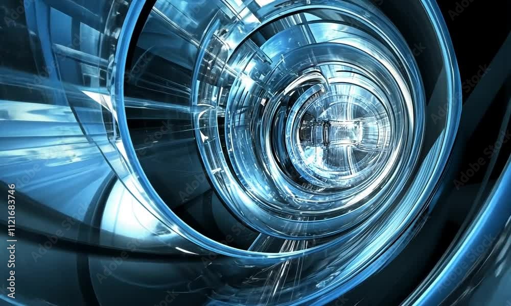 A futuristic tunnel of light and glass, suggesting speed and advanced technology.