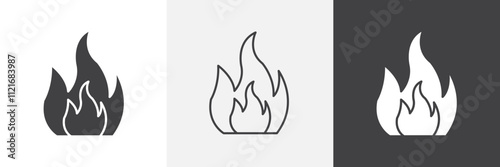Fire icon vector set for ui designs