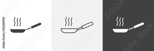 Frying pan icon vector set for ui designs