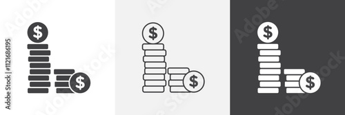 Money coin icon vector set for ui designs