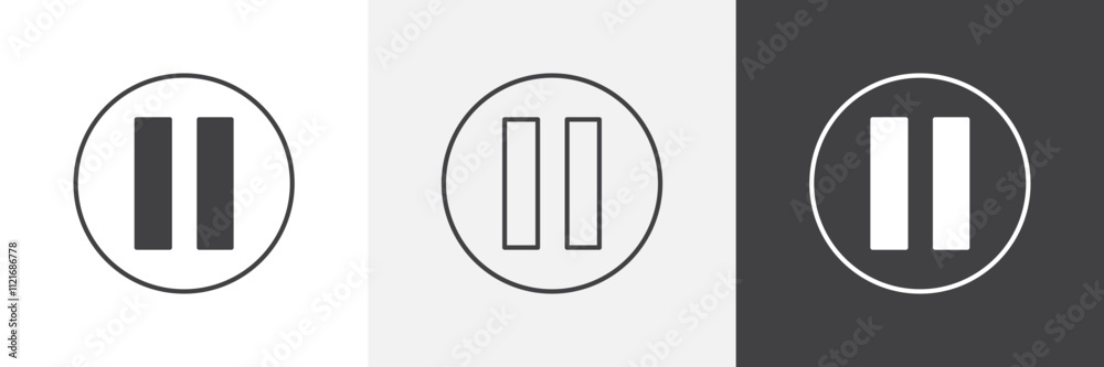 Pause button icon vector set for ui designs Pause button icon vector set for ui designs
