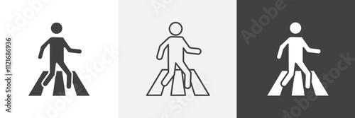 Pedestrian icon vector set for ui designs
