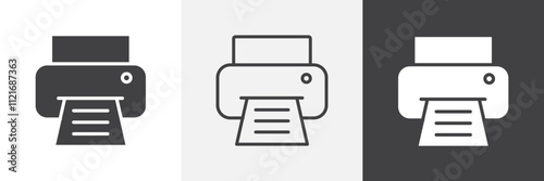 Printer icon vector set for ui designs