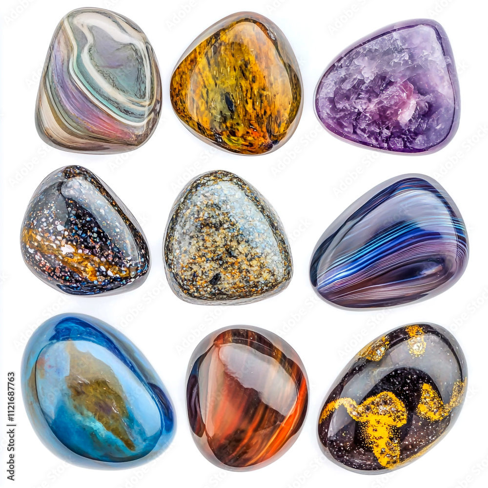 Collection of different shape of beautiful Gemstone stone front view isolate on white background. Collection of different shape of beautiful Gemstone stone front view isolate on white background.