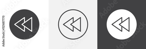 Rewind button icon vector set for ui designs