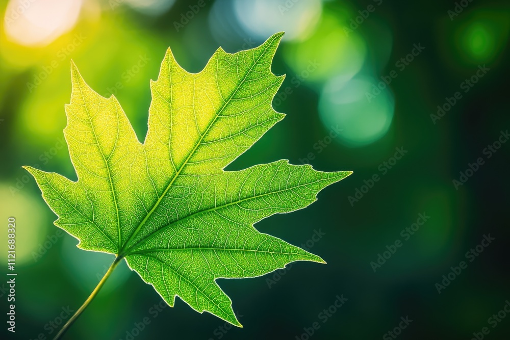 A vibrant green maple leaf backlit by sunlight, showcasing intricate vein details against a blurred green background. A vibrant green maple leaf backlit by sunlight, showcasing intricate vein details against a blurred green background.