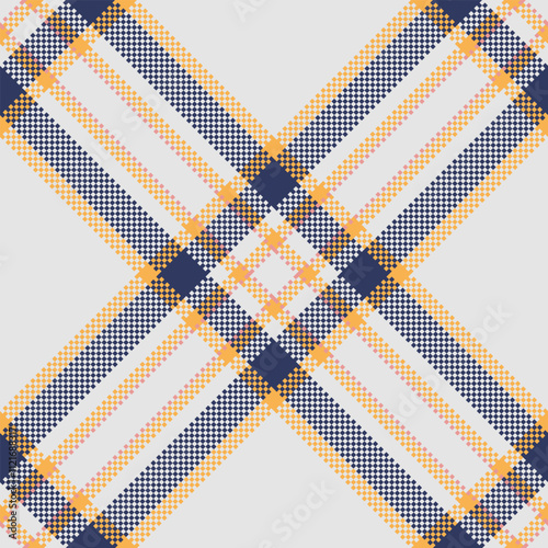 Graphic tartan fabric check, sixties texture background seamless. Underwear textile vector pattern plaid in sterling silver and blue colors.