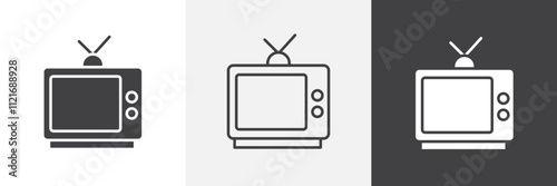 Television icon vector set for ui designs