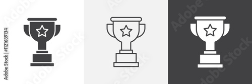 Trophy icon vector set for ui designs