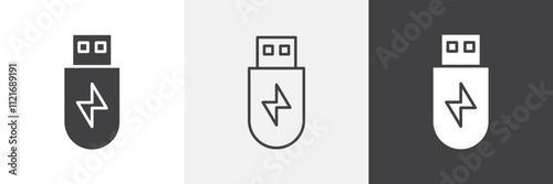 usb drive icon vector set for ui designs