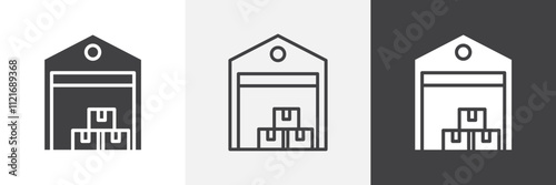 Warehouse icon vector set for ui designs