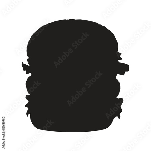 A sleek and modern vector illustration of a burger silhouette, perfect for culinary designs, menus, or branding. Simple yet impactful, it captures the essence of deliciousness.