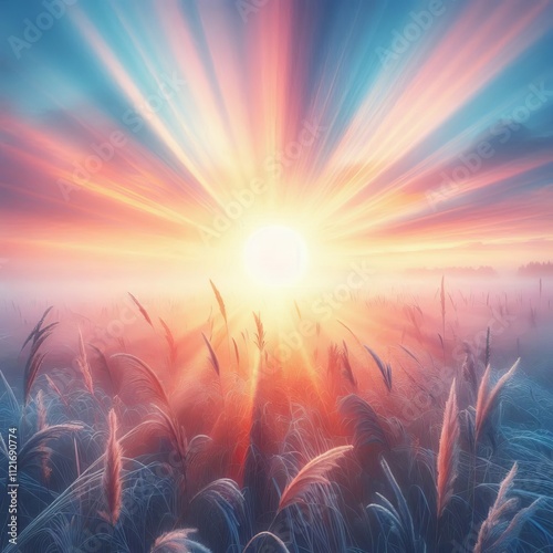 136 Dawn Rays The first light of dawn with soft pastel colors bl