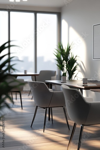 Contemporary Dining Room with Minimalist Furniture and Natural Lighting