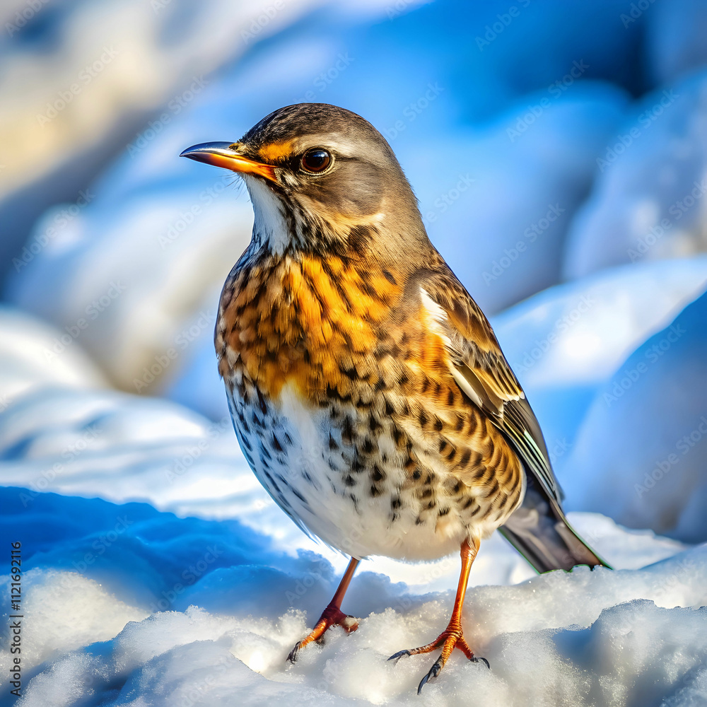 high angle view of bird on snow covered land high angle view of bird on snow covered land