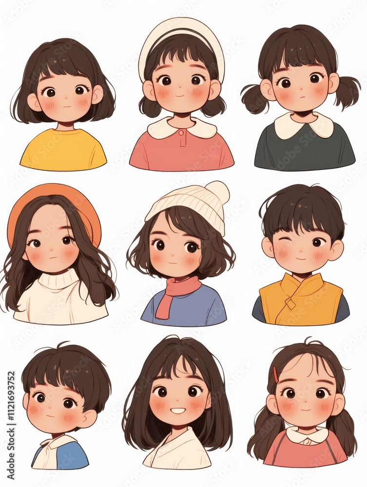 Whimsical Children's Book Icons: Bold Line Cartoon Characters Whimsical Children's Book Icons: Bold Line Cartoon Characters