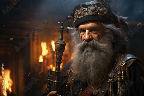 A Scottish bagpiper in traditional dress