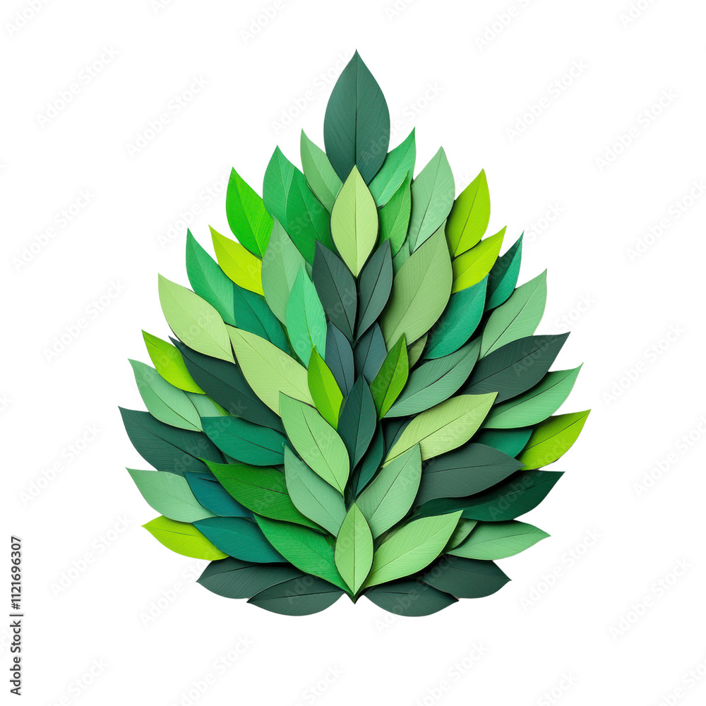 Fototapeta premium Beautiful Arrangement of Green Leaves Showcasing Various Shapes and Textures on a White Background for Nature Inspired Designs and Backgrounds