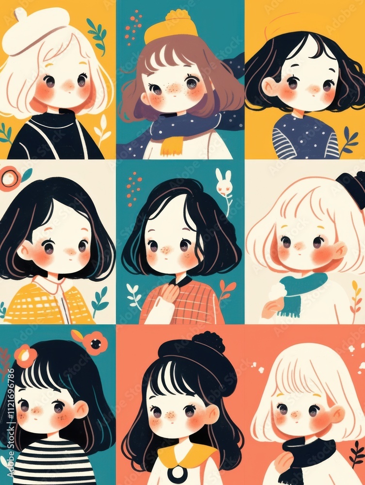 Whimsical Children's Book Icons: Bold Line Cartoon Characters Whimsical Children's Book Icons: Bold Line Cartoon Characters