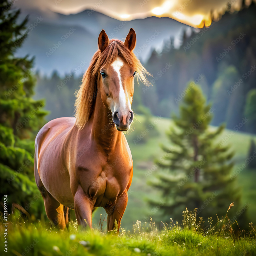 Obraz premium horse in nature generate image