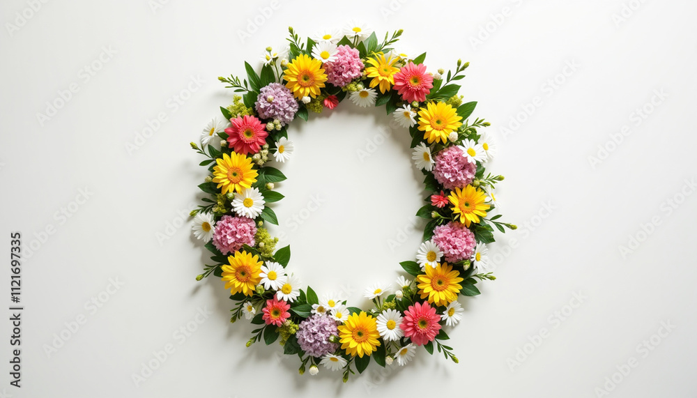 Letter O of the English alphabet, made entirely of colorful flowers Letter O of the English alphabet, made entirely of colorful flowers