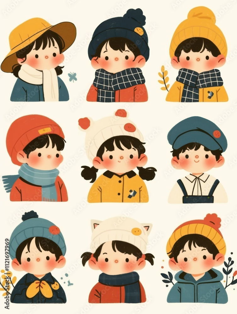Whimsical Children's Book Icons: Bold Line Cartoon Characters Whimsical Children's Book Icons: Bold Line Cartoon Characters