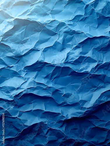 Abstract crumpled blue paper texture background.