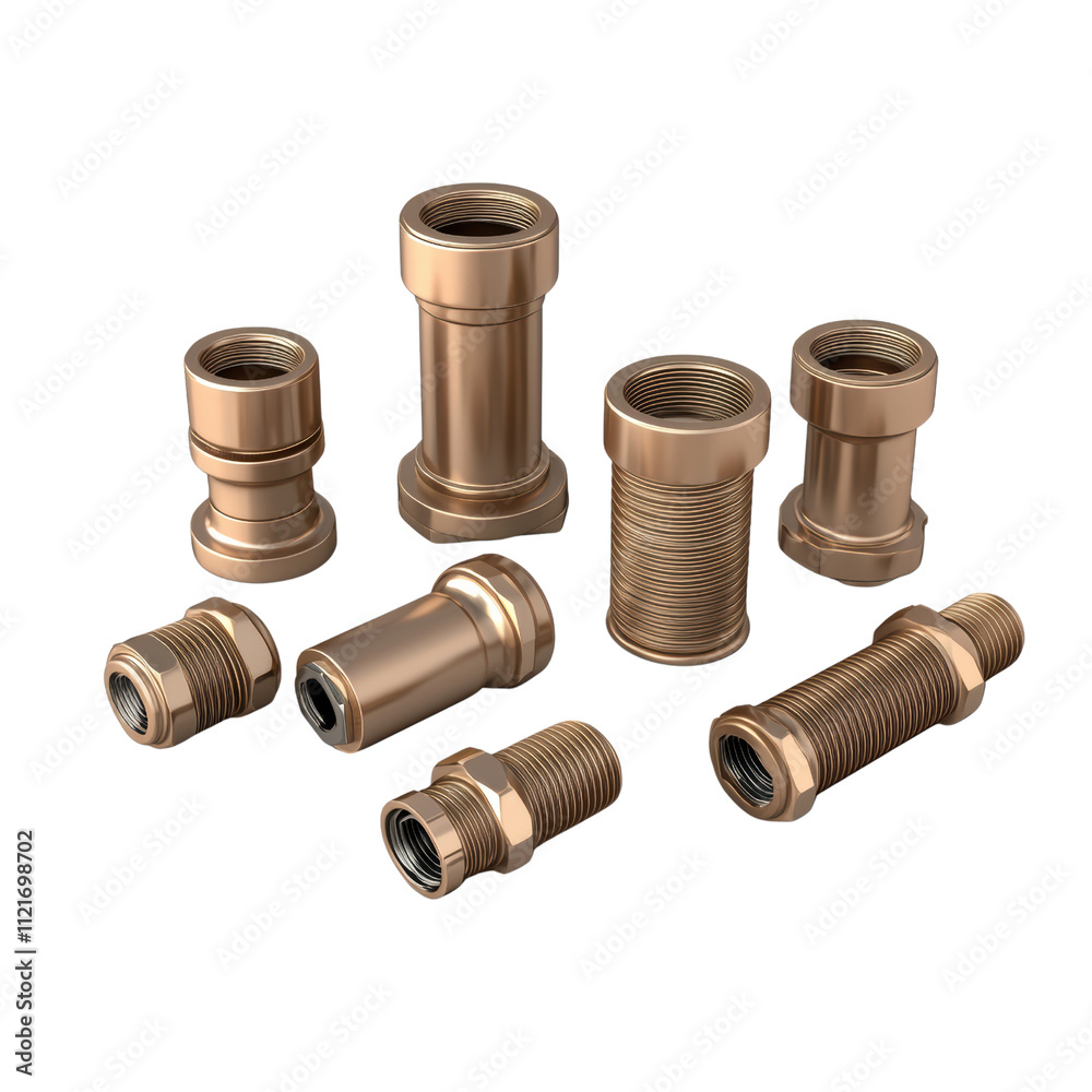 Collection of Various Copper Pipe Fittings and Connectors for Plumbing Projects, Showing Unique Shapes and Sizes to Cater to Different Installation Needs Collection of Various Copper Pipe Fittings and Connectors for Plumbing Projects, Showing Unique Shapes and Sizes to Cater to Different Installation Needs