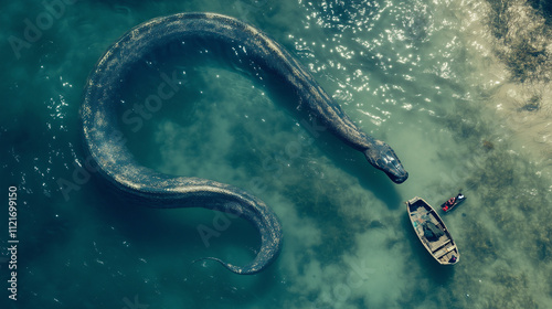 Mysterious Snake Titanoboa Underwater Captured by Drone