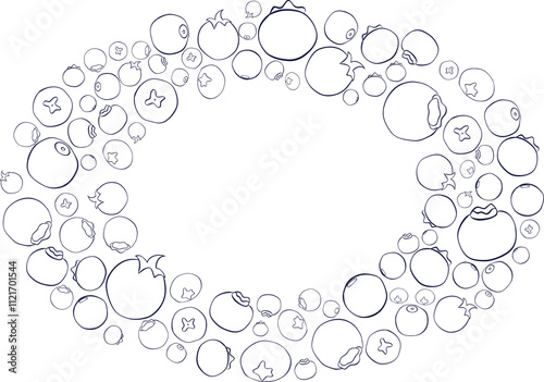 Blueberry line art oval frame template. vector illustration for nature-inspired artwork