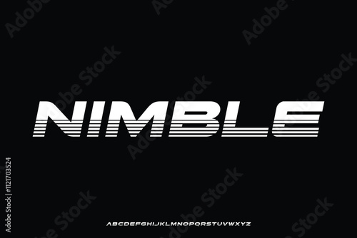 Modern futuristic slant alphabet display font vector with line stripe style