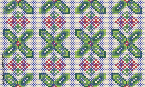 Lucky leaves Seamless cross stitch pattern Thailand