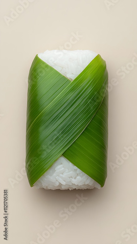 Delicious thai food wrapped in pandan leaves gourmet cuisine minimalist setting close-up view culinary art photo