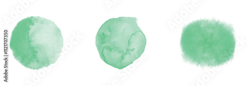 Watercolor splash. Set of green watercolor splashes on a white background. Green watercolor texture. Watercolor splatter stains artistic vector used as an element in the decorative design.