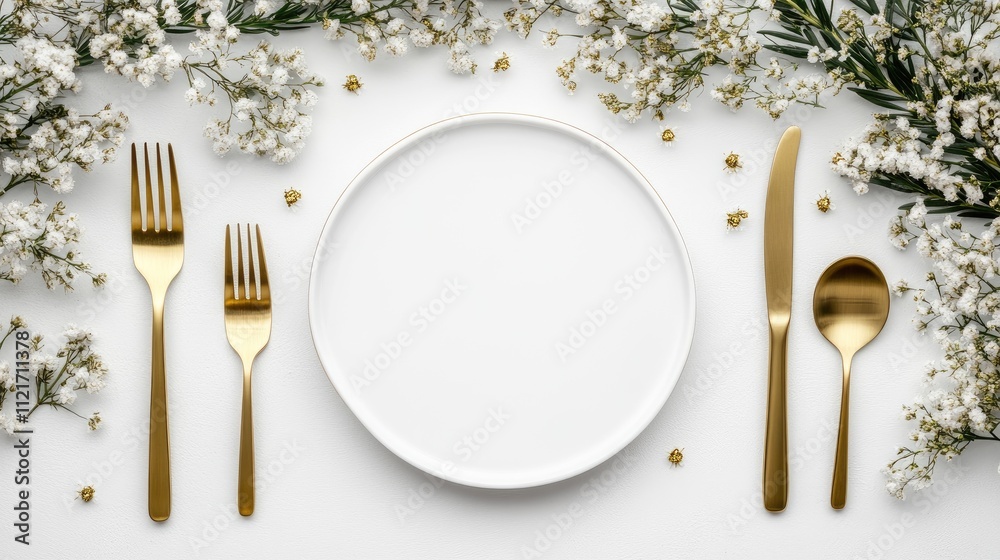 A beautifully arranged table features a delicate floral display alongside a fine dining menu. The setting is perfect for a wedding reception or an upscale celebration A beautifully arranged table features a delicate floral display alongside a fine dining menu. The setting is perfect for a wedding reception or an upscale celebration