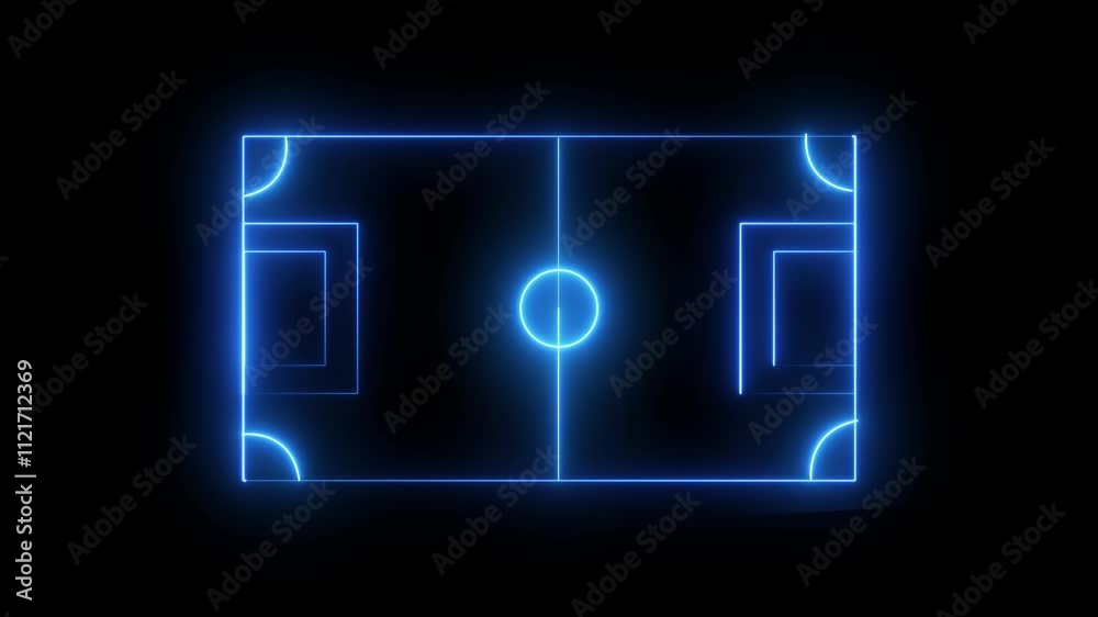 neon soccer field scheme, football playground, Neon sports stadium concept.