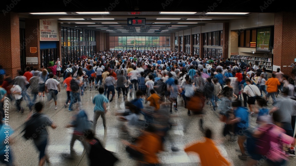 Crowded School Hallway During Busy School Day Crowded School Hallway During Busy School Day