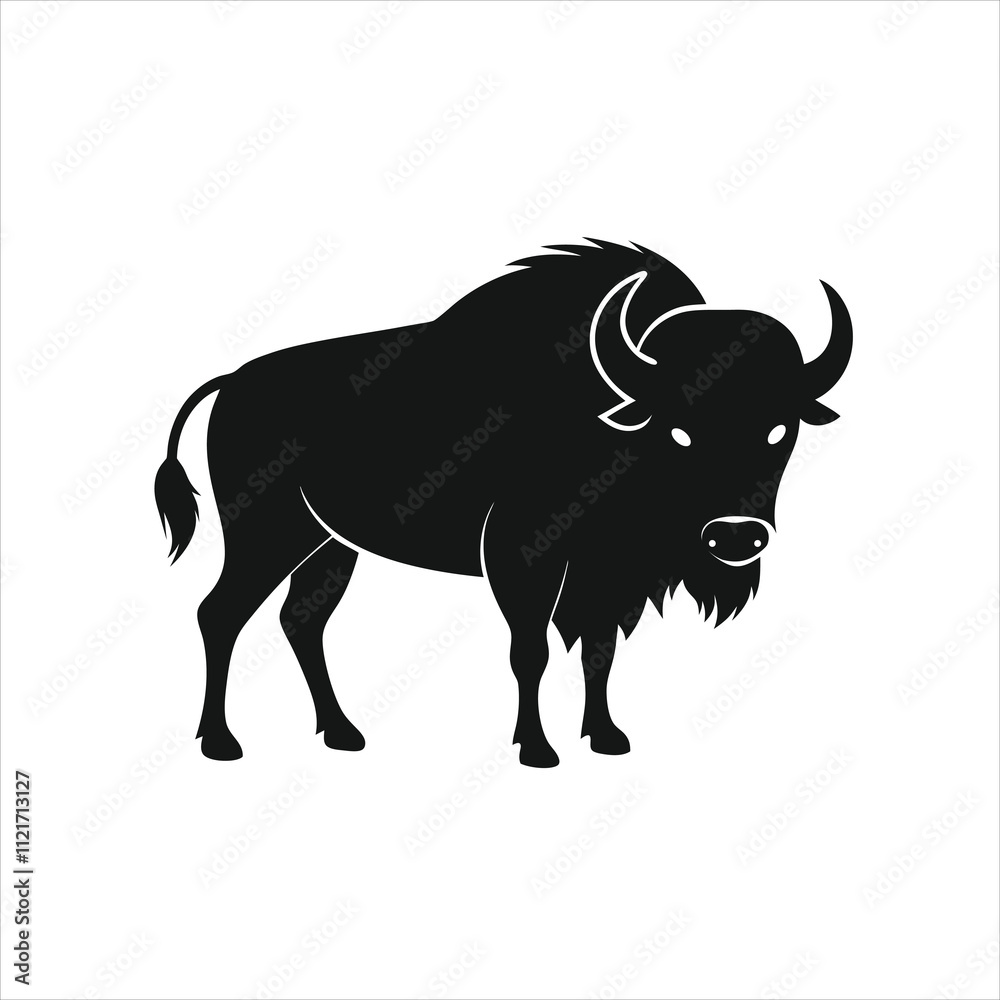 Buffalo icon silhouette vector illustration on white background Buffalo icon silhouette vector illustration on white background