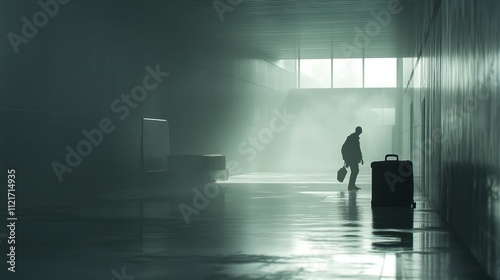 Solitary Traveler in the Misty Corridor photo