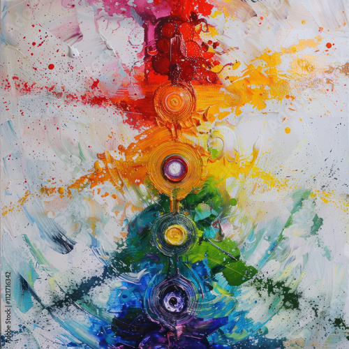 Wallpaper Mural bright and dynamic abstract painting filled with a kaleidoscope of colors and shapes. rainbow colors and splashes Torontodigital.ca