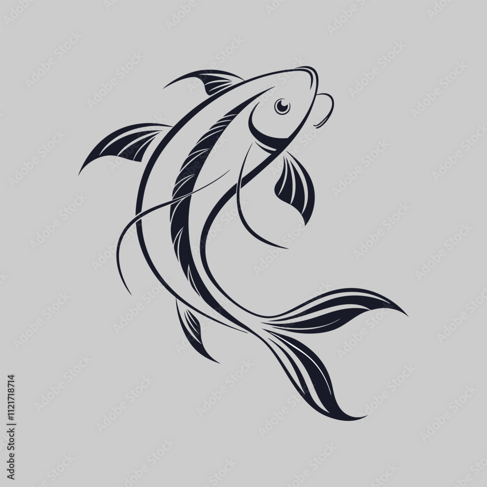 Naklejka premium fish silhouette vector art and illustration