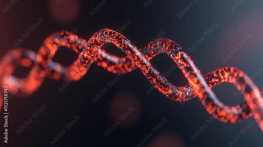 Abstract 3D Render of a Glowing Red Double Helix Structure on a Dark Background Abstract 3D Render of a Glowing Red Double Helix Structure on a Dark Background