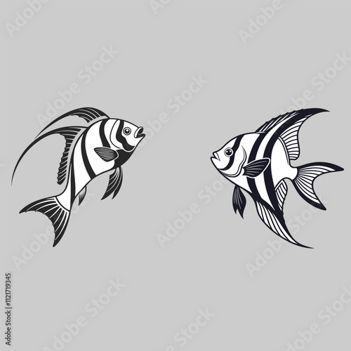 fish silhouette vector art and illustration