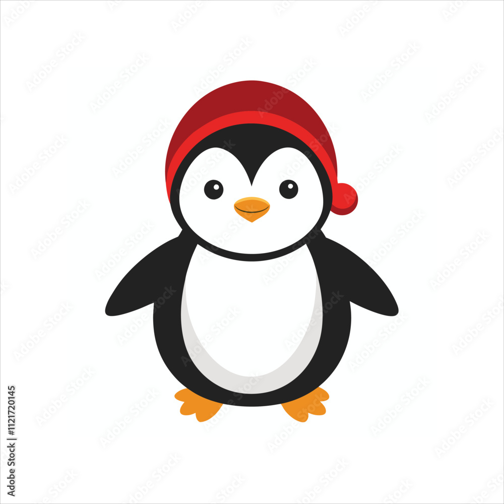 Cute Penguin Christmas icon on white background Cute Penguin Christmas icon on white background
