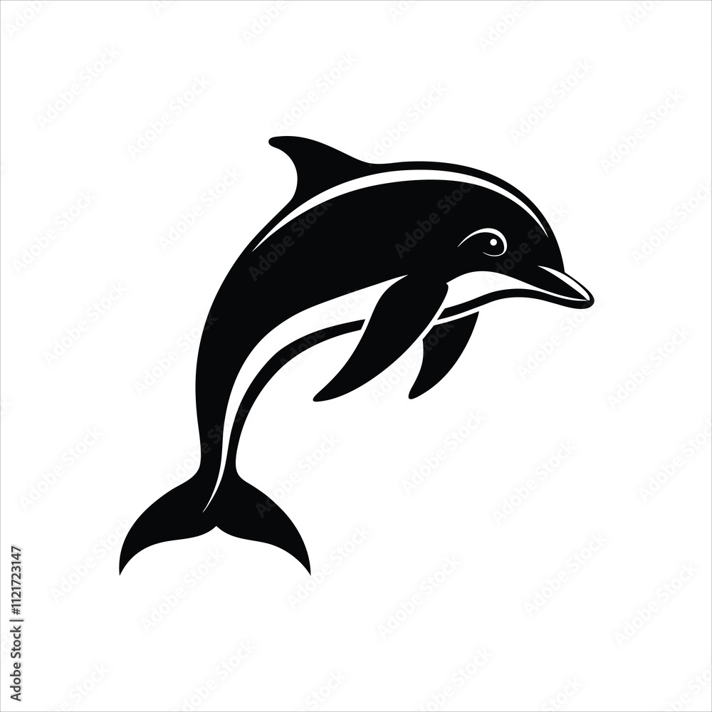 Fototapeta premium Elegant Dolphin silhouette vector icon on white background