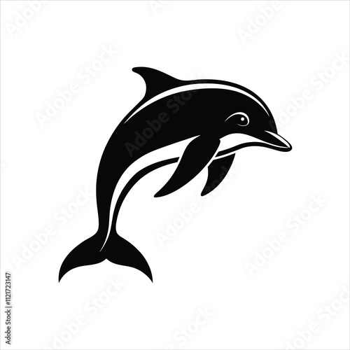 Elegant Dolphin silhouette vector icon on white background photo