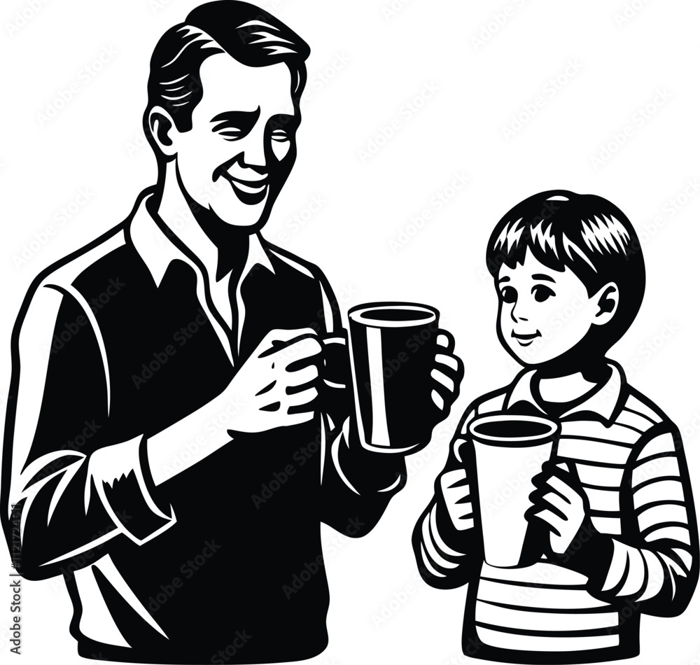 Celebrate Father’s Day with this elegant silhouette vector illustration. Featuring a heartfelt and timeless design, this illustration captures the spirit of love and appreciation for fathers Celebrate Father’s Day with this elegant silhouette vector illustration. Featuring a heartfelt and timeless design, this illustration captures the spirit of love and appreciation for fathers