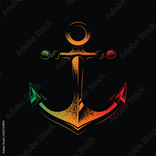 Sea anchor. Original vector illustration in vintage style. T-shirt design. photo