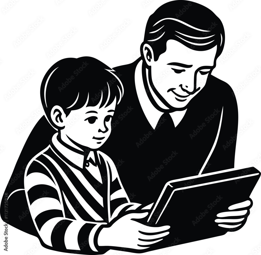 Celebrate Father’s Day with this elegant silhouette vector illustration. Featuring a heartfelt and timeless design, this illustration captures the spirit of love and appreciation for fathers Celebrate Father’s Day with this elegant silhouette vector illustration. Featuring a heartfelt and timeless design, this illustration captures the spirit of love and appreciation for fathers