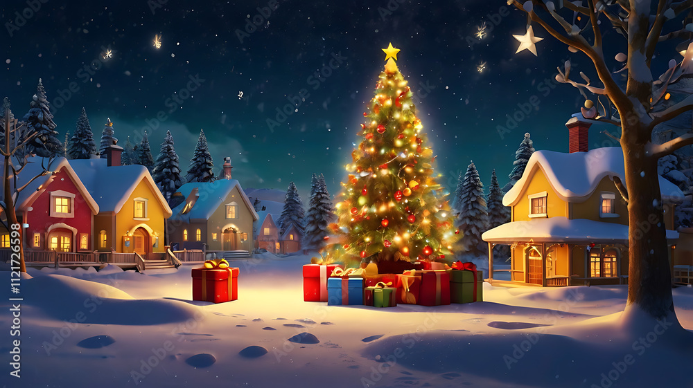 Fototapeta premium christmas tree in the city